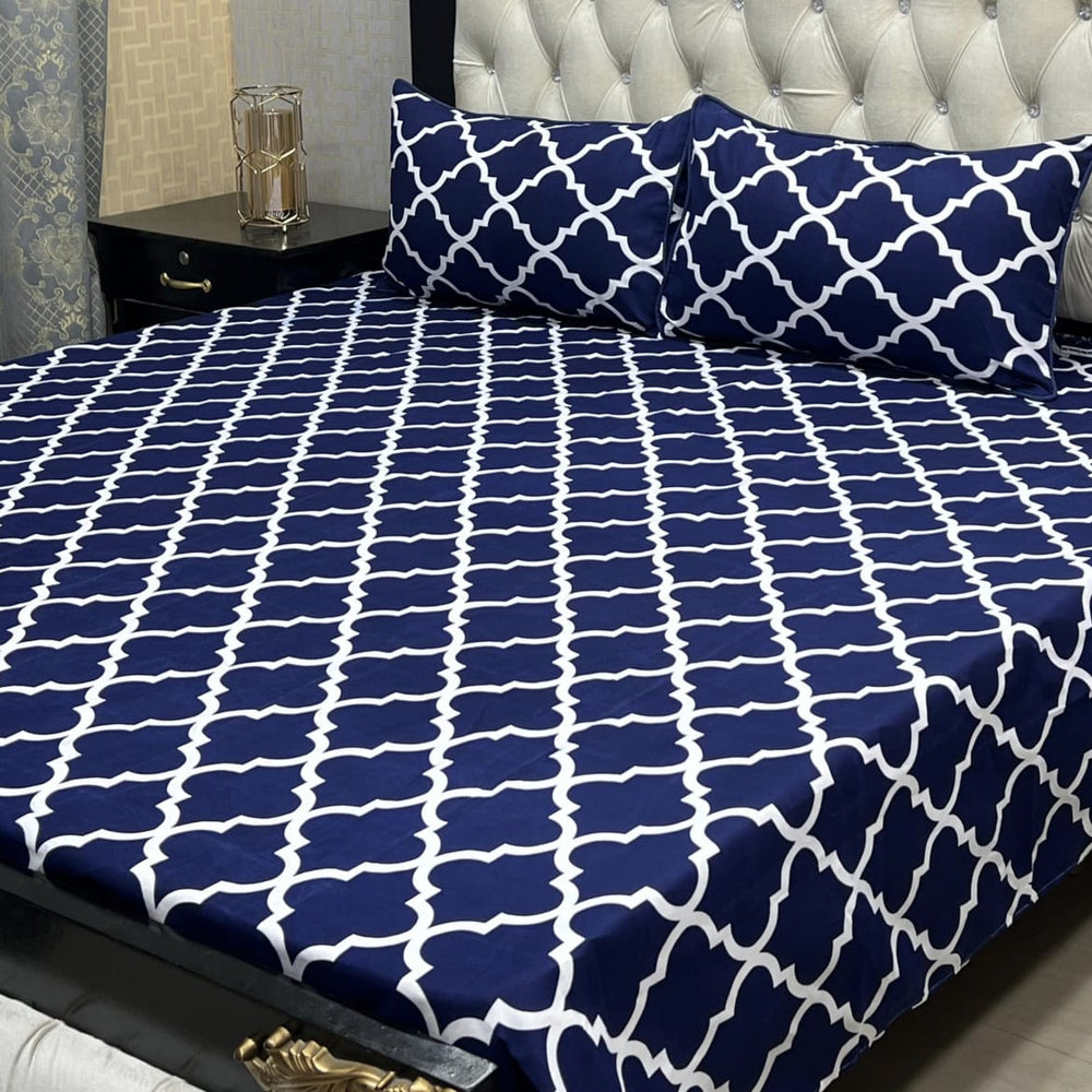 Iconic Boxy Blue Double Bedsheet